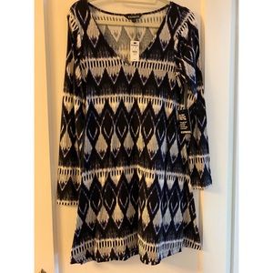 Express - purple, white & black patterned dress